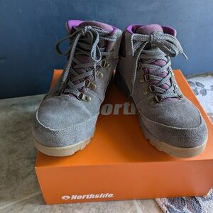 Northside Women's Brown Suede Lace-Up Boots with Purple Interior